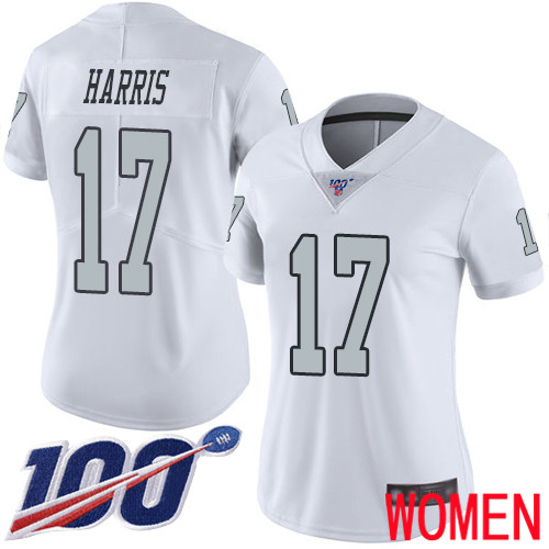 Oakland Raiders Limited White Women Dwayne Harris Jersey NFL Football #17 100th Season Rush Vapor Jersey->women nfl jersey->Women Jersey